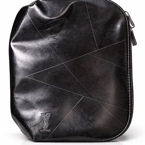 Authentic YSL Metallic Cosmetic Pouch / Clutch | Reflective Gray | Zip